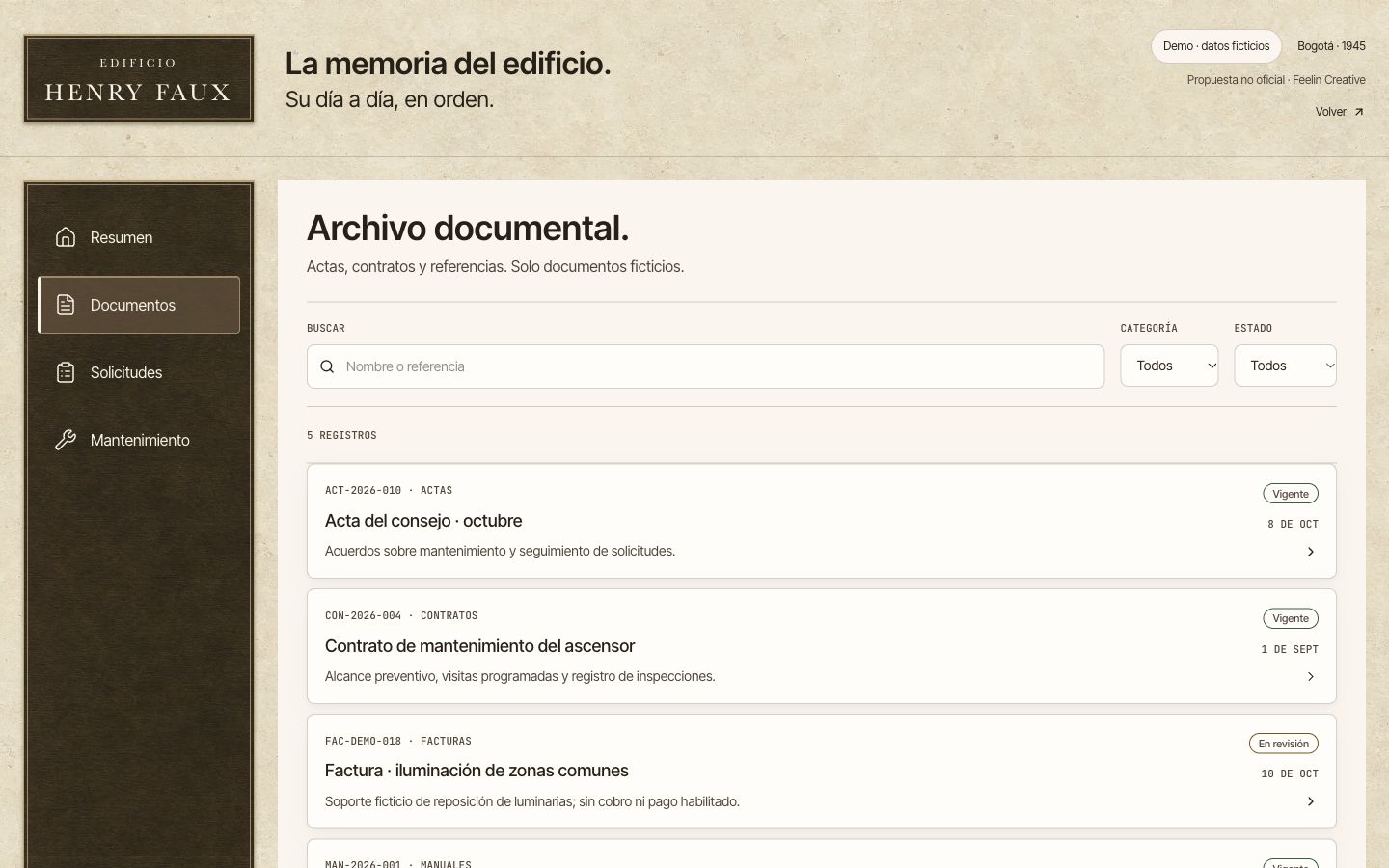 Document archive — Demo · fictional data