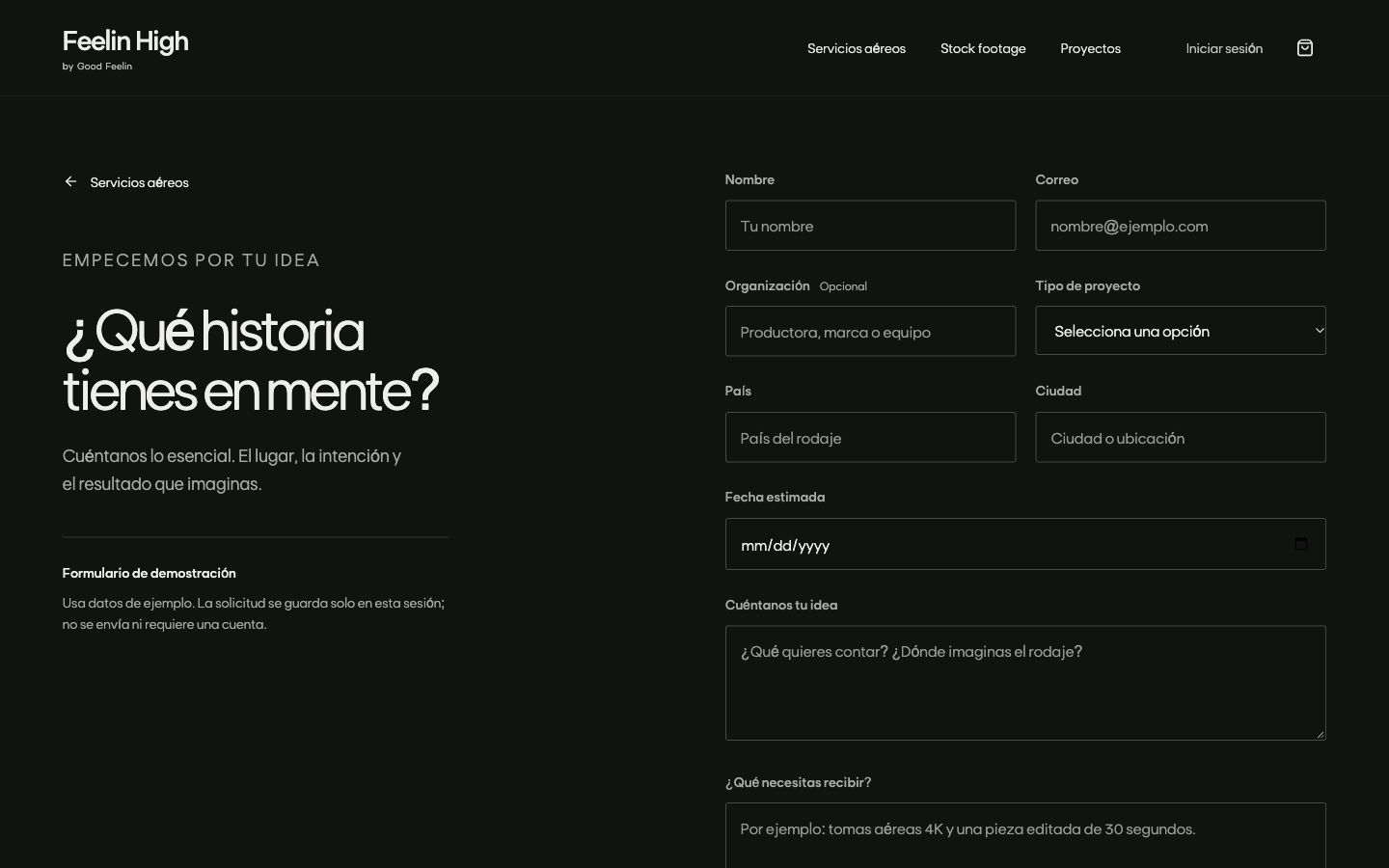 A commissioned-shoot brief — Design prototype · sample content